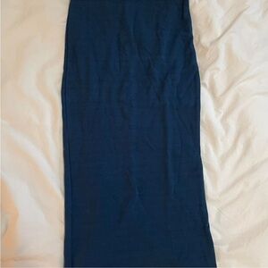 Small American Apparel blue bodycon midi skirt with back slit